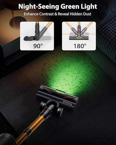 XenonLab Cordless Vacuum Cleaner, 75Mins/55KPa/650W Freestanding Vacuum Cleaners for Home, with Anti-Static&Anti-Tangle Brush, LED Touch Screen, Stick Vacuum for Carpets, Pet Hair, Hardwood Floors