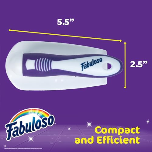 Fabuloso Cleaning Brush with Handle Compact Handheld Household Scrub Brush Kitchen Bathroom Baseboards Tile and Floors Firm Bristles Indoor Surface Cleaning White Purple 5.5 Inch Everyday Cleaning