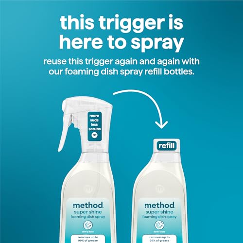 Method Super Shine Foaming Dish Spray Starter Kit, Reuse With Trigger, Powered by Enzymes, Dewy Daze Scented