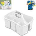 LavoHome Bath Caddie White - Totes with Divided Compartments and Handles for Organizing, Storing & Carrying Cleaning Supplies and Bathroom Accessories (Large Cleaning Caddy)