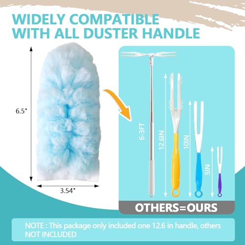 WAWINY 60 Pack Duster Refills Kit Disposable for Swiffer Duster Handle,360° Deep Cleaner Heavy Duty Replacement with 1 Handle,for Home, Blinds, Car, Pet, Furniture, Fans(Blue)