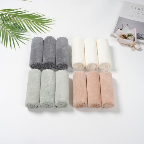 Neessno 12 Pack Cleaning Cloth,Ultra Soft Absorbent Quick Drying Microfiber Cleaning rags,No scratches,Reusable,Washable,Lint Free Cleaning Towels for Kitchen,Window,Glass,car,11.8"×11.8",(Multicolor)