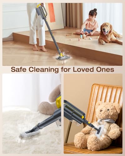 10-in-1 Steam Mop with Detachable Handheld Steamer,350ml Tank, 10s Heat-Up, 248°F Steam Cleaner, 2-Level Control and Swivel Head for Floor,Carpet,Tiles, BBQ grill,Car Accessories Dark Grey