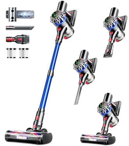 HFFLH Cordless Vacuum Cleaner, 600W 50Kpa 65Mins Stick Vacuum with Self-Standing, Touch Screen, Anti-Tangle Rechargeable Wireless Vacuum, Vacuum Cleaners for Home/Pet Hair/Carpets/Hardwood Floor