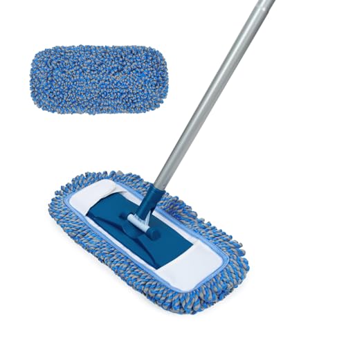 MAVRIZ Dust Mop for Hardwood Floor Washable Wet and Dry Mop with 58" Long Handle, 360° Rotating Microfiber Mop for Wood, Laminate, Tile Floor