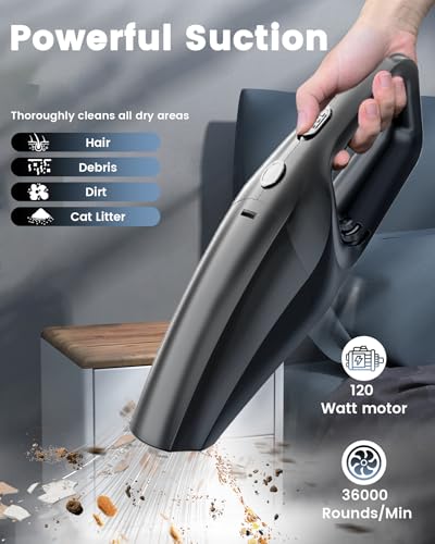 SERVOMASTER Handheld Vacuum Cordless, Car Vacuums Powerful with Rechargeable Battery, Portable Hand Held Vacuum Cordless with Washable HEPA Filter, Mini Vacuums Kit for Men and Women