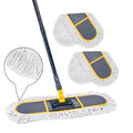 24" Commercial Dust Mop for Floor Cleaning,Heavy Duty Floor Duster Sweeper Broom with 2 Replacement Mop Pads,Large Wet Dry Flat Mops for Hardwood Floors,Marble, Laminate,Tile,Concrete,Garage (Grey)