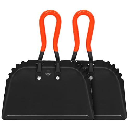 (2PK) Metal Dust Pans Heavy Duty, 12” Outdoor Dustpan with Rubber Handheld Handle, Large Shovel Wide Scoopers for Garage Shop Fireplace Commercial Uses