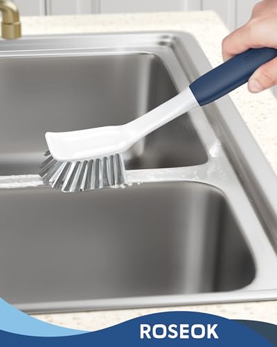 ROSEOK Dish Brush, Dish Scrubber, Nylon Bristles with Built-in Scraper