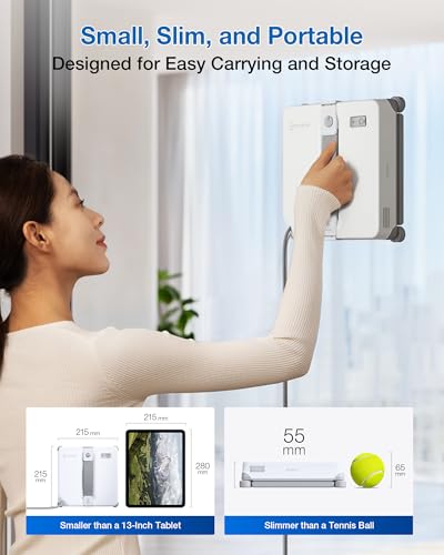 ECOVACS WINBOT MINI2 Window Cleaning Robot, Robot Window Cleaner with 5 Smart Cleaning Modes, Win-SLAM 4.0 Navigation, Automatic Glass Cleaner for Windows, Mirrors & Glass Doors
