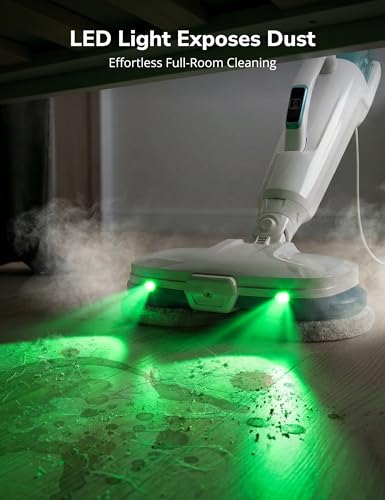 Aspiron Steam Mop, 10-in-1 Steam Mop and Handheld Steamer, 15s Heat-Up, Self-Rotating Scrub Pads, 2 Steam Modes with Spray,500ML Removable Tank,LED Light,Floor Steamer for Hardwood,Tile, Carpet,Car