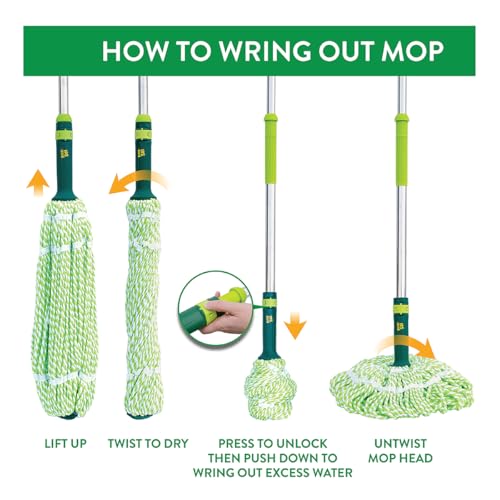 Pine-Sol Broom & Mop Cleaning Set - All-in-One Floor Cleaning Kit with Angled Broom and Dustpan, Twist & Microfiber Mops, Mini Dustpan with Brush, and Wall Mount Storage Rack - 7 Pieces