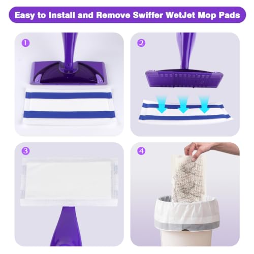 GLIMGLINT Mop Pad Refills Compatible with Swiffer Wet Jet, 4-Layer Thickened & Super Absorbent, WetJet Pads Refills, Cleaning Pads, Disposable Dry Floor Mop Pads, 64 Count
