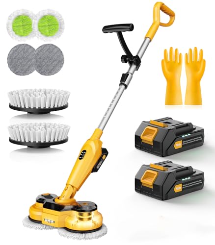 qimedo 6000mAh Battery Cordless Electric Mop M3 Pro, 800RPM Electric Power Scrubber & Mops for Floor Cleaning, Automatic Spin Mops with Smart Display,Rotating Mop with LED Light & Water Spray