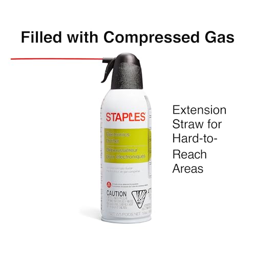 Staples Compressed Air Duster – 10 oz. Cans for Electronics, Keyboards & Office Devices, 4‑Pack