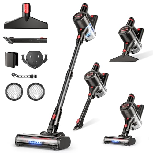 Zyxrona Cordless Vacuum Cleaner, 450W 40Kpa Stick Vacuum with Powerful Suction, 50Mins Vacuum Cleaners for Home, Anti-Tangle Brush, 8 in 1 Lightweight Vacuum for Hard Wood Floor Carpet Pet