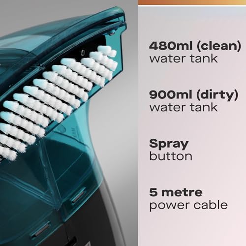 Hausmeister Hydroflex Carpet Cleaner Machine, Upholstery Cleaner Machine for Couch, Car Seats & Pet Stains, 500W Powerful Handheld Deep Cleaner with 3 Brush Heads (Machine + 0 solution)
