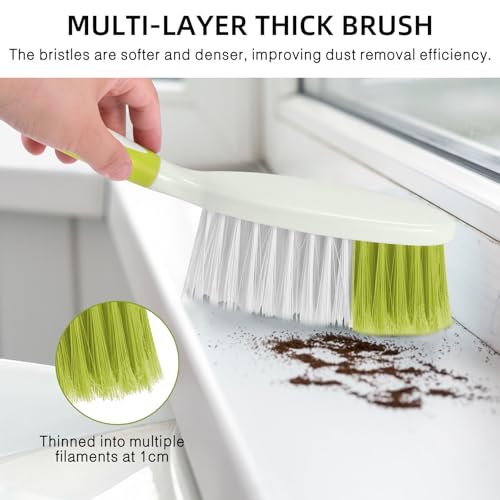 NACENA Dust Pan and Brush Set, Large Hand Broom and Dustpan Set Large Brush and Dustpan Set for Camping Broom and Dustpan Combo for Daily Cleaning Pet Hair Office Home Car, Yellow & Green