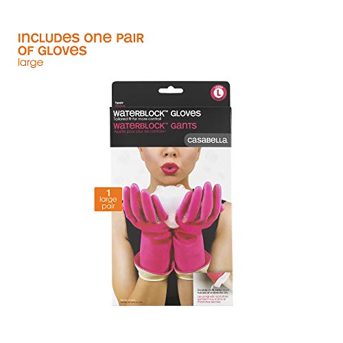 Casabella 46060 Premium Waterblock Gloves, Large, 1-Pair, Pink