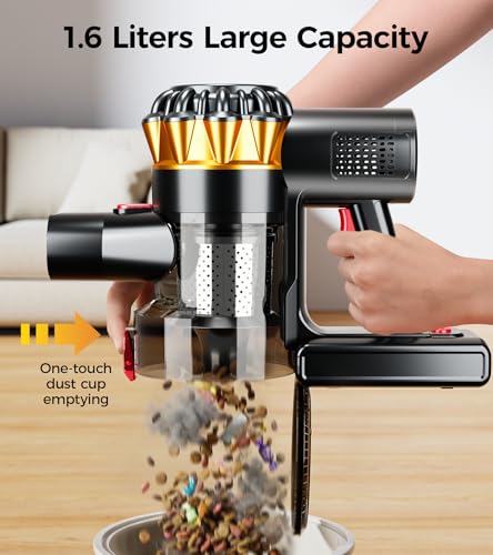 Cordless Vacuum Cleaner, 550W 45KPA 65Mins Vacuum Cleaners for Home, Stick Vacuum with Self-Standing,Touch Screen, Anti-Tangle Brush, 8-in-1 Lightweight Wireless Vacuum for Pet Hair Carpet Hard Floors