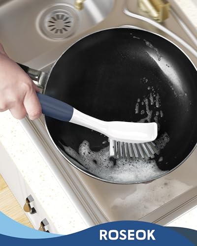 ROSEOK Dish Brush, Dish Scrubber, Nylon Bristles with Built-in Scraper