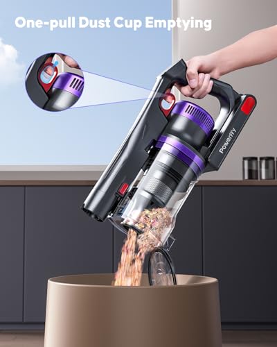 Cordless Vacuum Cleaner, 55KPa 650W Powerful Stick Vacuum for Home, 60Mins Runtime, 1.8L XL Dust Cup One-Touch Empty, Green LED Anti-Tangle Brush & Fragrance, for Pet Hair Carpet Hard Floor