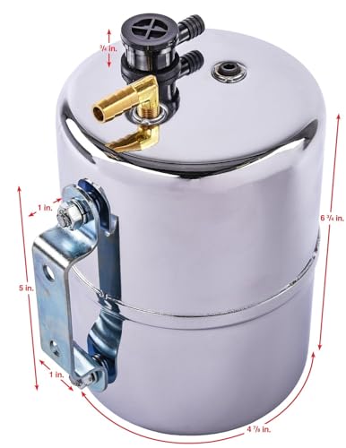 JEGS Steel Vacuum Reserve Canister, 5x7in, Chrome-Plated, Includes Grommet, Check Valve, Fittings & Port Plug