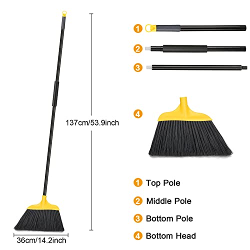 Kefanta 3 Pack Outdoor Broom Heavy-Duty Indoor Commercial Brooms 54 Inches for Courtyard Garage Restaurant Lobby Patio Mall Market Office Shop Home Kitchen Office Floor