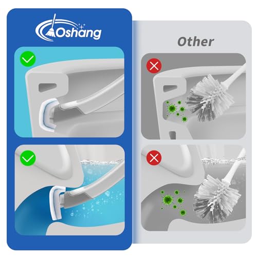 oshang Disposable Toilet Brush - Toilet Bowl Cleaner, Toilet Cleaning Supplies, Toilet Brush with Holder, 14 Refills for Deep Cleaning and Hygienic Bathroom Maintenance