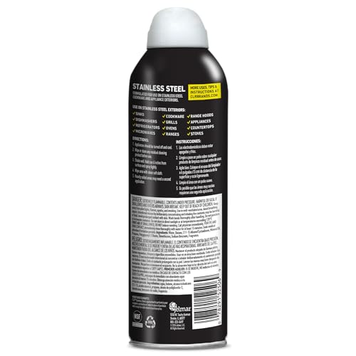CLR Brands Spot Free Stainless Steel Cleaner - Removes Water Marks, Fingerprints and Residue from Refrigerators, Dishwashers, Ovens and More, Streak Free Shine - 12 Oz Spray Can (Pack of 1)
