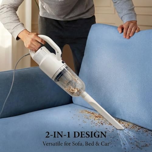 Trunera Lightweight Corded Stick Vacuum Cleaner, 2-in-1 Handheld Vacuum with Floor Brush & Crevice Tool, 13 ft Power Cord, HEPA Filter, Ideal for Apartments, Dorm Rooms, and Everyday Home Cleaning