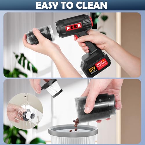 PEEH Handheld Vacuum for Home, Cordless Portable Vacuum Cleaner, Rechargeable with 60 Mins Max Runtime, High Power Vacuum for Car, Office, Pet Hair, Gap Cleaning (Grey)