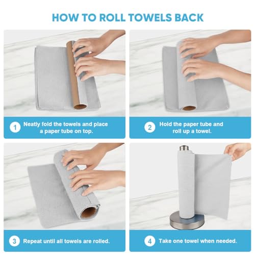 AIDEA Microfiber Cleaning Cloth Roll, 50PK, Paper Towels Reusable Grey Tear Away Towels, Washable Shop Rags, Microfiber Towels for Cars, Lint Free Rags for House, Kitchen, Window,11.5"×11.5"
