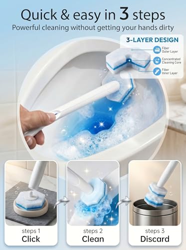60 Count Wand Refills for Clorox Toilet Brush, Disposable Heads for Deep Cleaning, Instant Foam