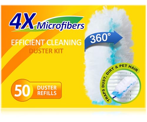 360 Duster Refills for Swiffer, Refill Kit with 50 Dusters for Cleaning Home & Car, Heavy Duty Multi Surface