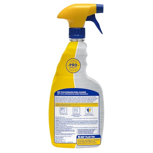 Zep Plus Stainless Steel Cleaner - 32 Fl OZ - R53512-2-in-1 benefits clean while preventing future fingerprints and smudges.