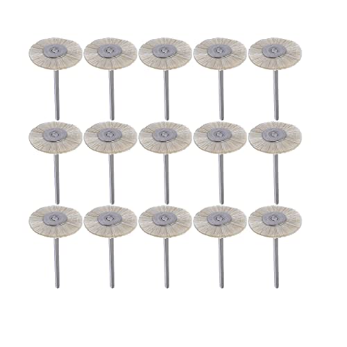 Luo ke 15 Pcs White Mini Wire Brush Wheel Nylon Bristle Polishing Wheel 3mm Shank for Dremel (T Shape)