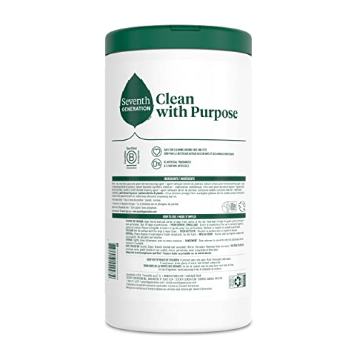 Seventh Generation Multi-Surface Wipes, 70 Count, Pack of 3, Garden Mint, Plant-Based Cleaning Wipes, No Harsh Fumes or Residue, Safe Around Kids