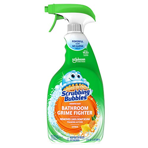Scrubbing Bubbles Bathroom and Shower Cleaner Disinfectant Spray, Foaming Action Bathroom Grime Fighter, Citrus Scent, 32oz