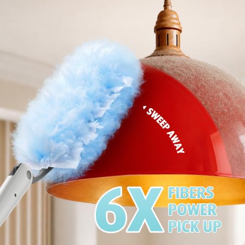 30 Count Heavy Duty Duster Refills with 3 ft Extendable Handle Starter Kit, Compatible with Swiffer Disposable Microfiber Feather Dusters for Cleaning Home