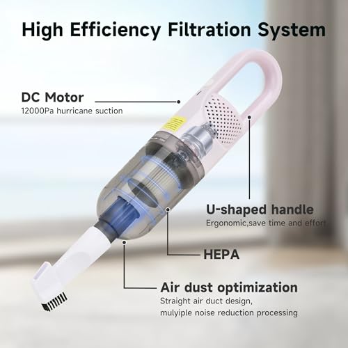 TROURAY Handheld Vacuum Cleaner,Ultra-Lightweight Mini Portable Vacuums for Home, 6 in 1 Stick Vac Cleaners for Car,Pet Hair(Green Cordless)