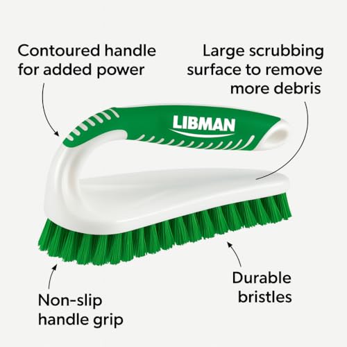 LIBMAN Scrub Brush - Heavy Duty Cleaning Brush with Strong Bristles - 3 pk Durable Scrub Brushes for Cleaning Bathroom, Kitchen, Floor, Shower, Sink, Tub, Carpet - All Purpose