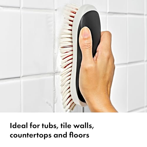 OXO Good Grips Grout Brush & Heavy Duty Scrub Brush Combo Set; Tough, Durable bristles Cut Through Grime and soap scum; Ideal for tubs, Tile Walls, countertops and Floors