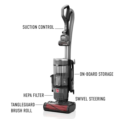 Hoover WindTunnel Swivel Pet Bagless Upright Vacuum Cleaner forhome use on Carpet and Hard Floors, Corded Upright Vacuum Cleaner for Pet Hair, Lightweight Design, Swivel Steering