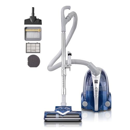 Kenmore Pet-Friendly Lightweight HEPA Canister Vacuum with Variable Modes, Retractable Cord, and Pet Brush - Blue