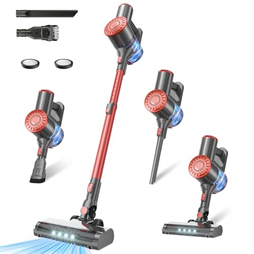Tipdiy Cordless Vacuum Cleaner with Self-Standing, 40KPA Stick Vacuum Cleaners for Home, 8-in-1 Lightweight Rechargeable Vacuum, 7-Layer Filtration,Ideal for Carpet, Pet Hair, Hardwood Floors