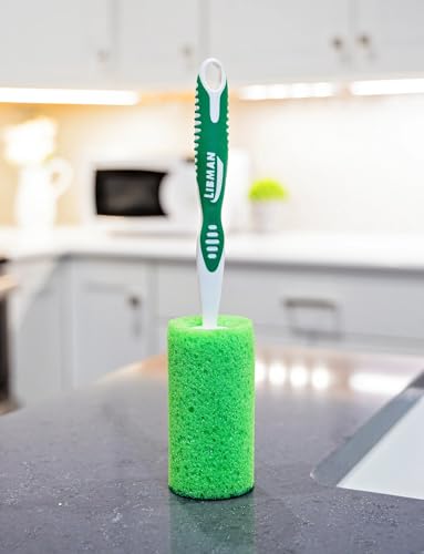 LIBMAN Sponge Bottle Brush - 3 Pk Glass & Dish Sponge with Handle - Bottle Cleaner for Cleaning Glasses, Cups, Dishes, pots