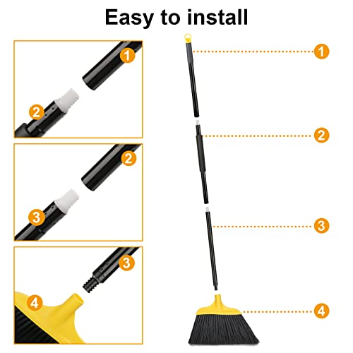 Kefanta 3 Pack Outdoor Broom Heavy-Duty Indoor Commercial Brooms 54 Inches for Courtyard Garage Restaurant Lobby Patio Mall Market Office Shop Home Kitchen Office Floor