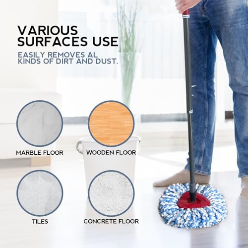 3 Pack Spin Mop Replacement Head Compatible with RinseClean 2-Tank System