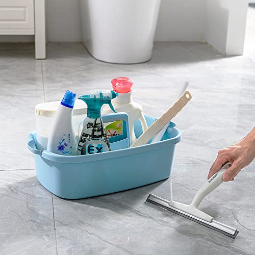 Goderewild Multi-Purpose Plastic Cleaning Caddy with Handle, Shower Caddy Organizer/Storage Basket/Totes Portable for Bathroom Supplies, Cleaning Products, Under Sink Tool, Housekeepers (White)